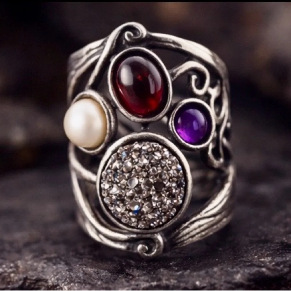 Artisan Israeli Sterling Silver Statement Ring ✨ DIDAE Modernist Design